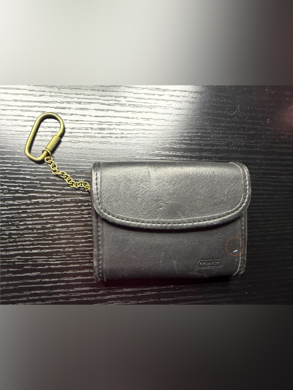 Coach Black Leather Wallet with Gold Keychain